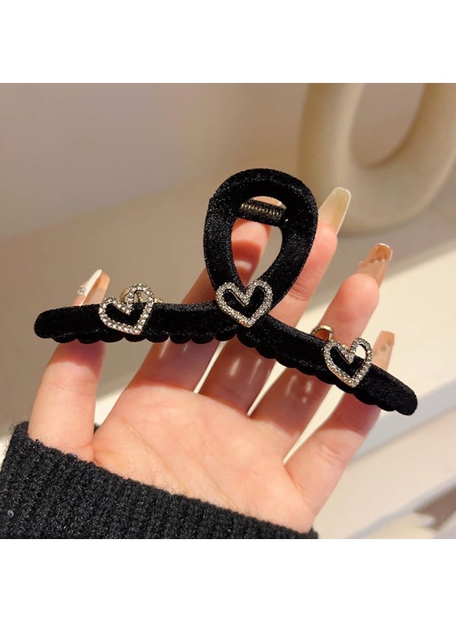 ChicAbode 1Pcs Heart Hair Claw Clips, Hair Clips for Women, Strong Hold Black Hair Crab Clips Hair Styling Accessories Hair Barrette No-Slips Large Hair Clips for Thick or Thin Hair - Image 5